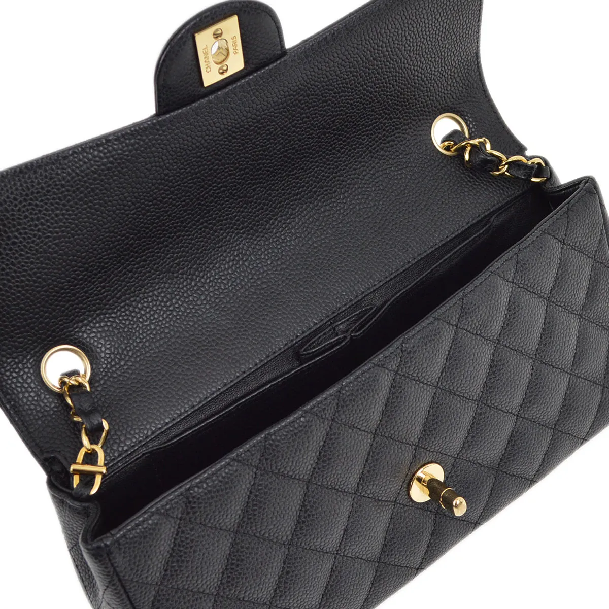 Chanel 2006-2008 Black Caviar East West Shoulder Bag