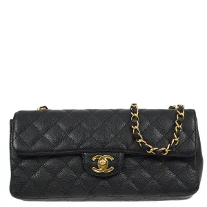 Chanel 2006-2008 Black Caviar East West Shoulder Bag