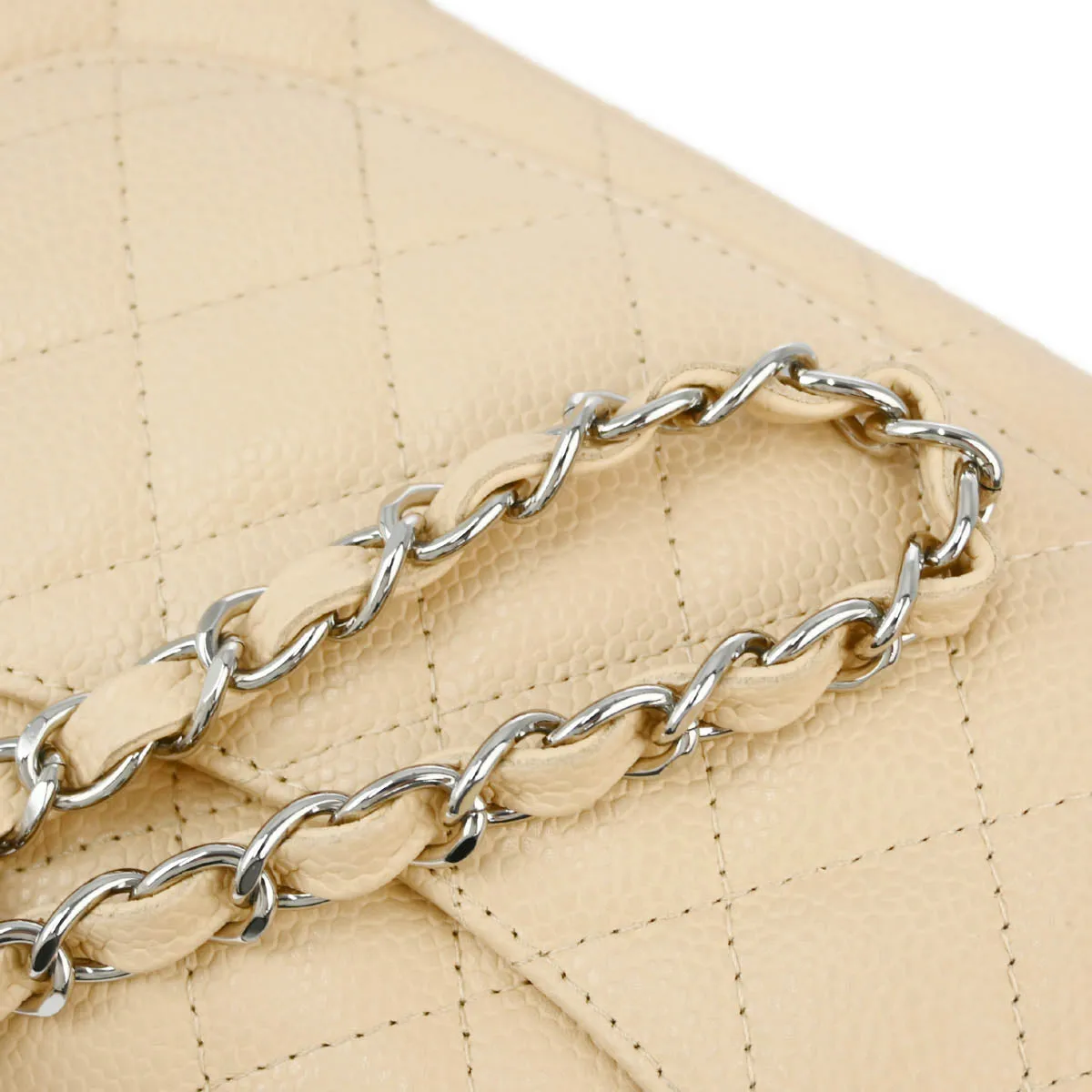 Chanel 2008-2009 Beige Caviar East West Shoulder Bag