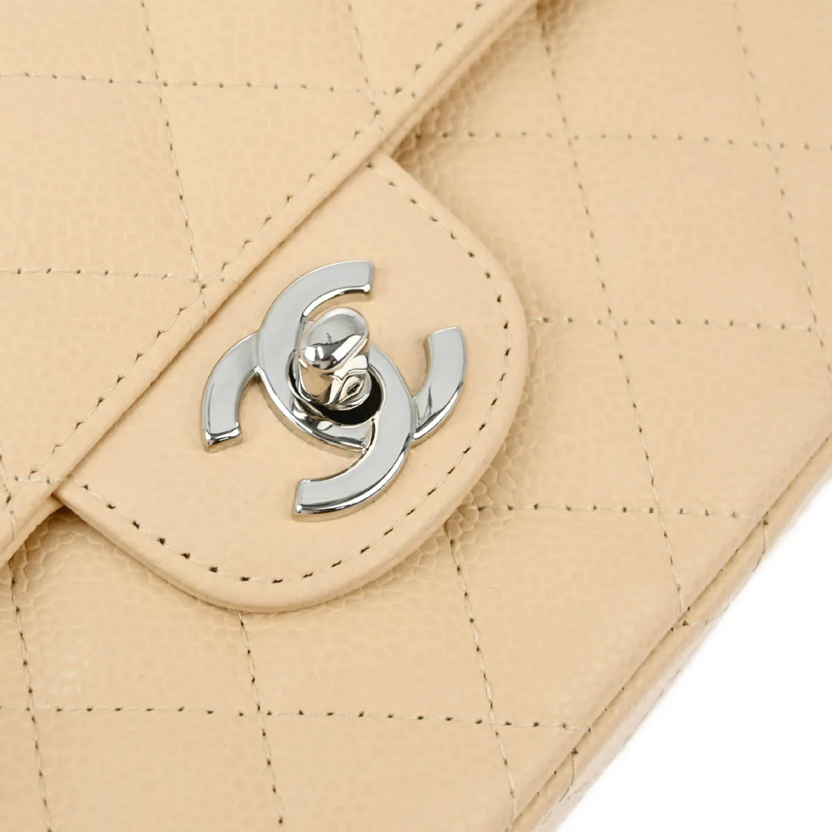 Chanel 2008-2009 Beige Caviar East West Shoulder Bag