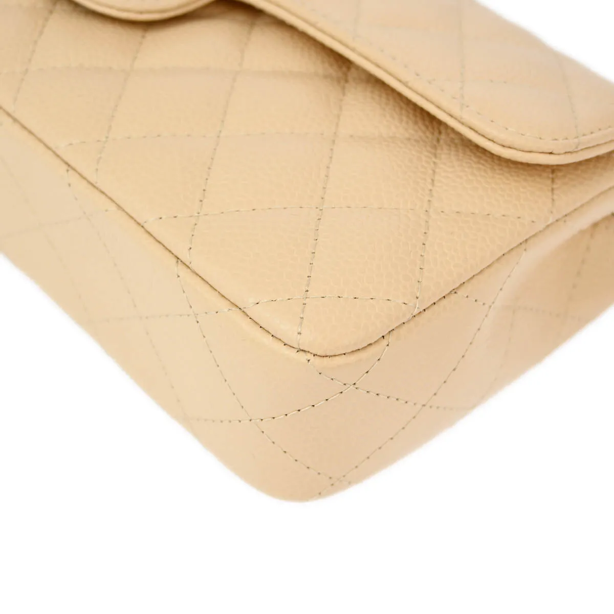 Chanel 2008-2009 Beige Caviar East West Shoulder Bag