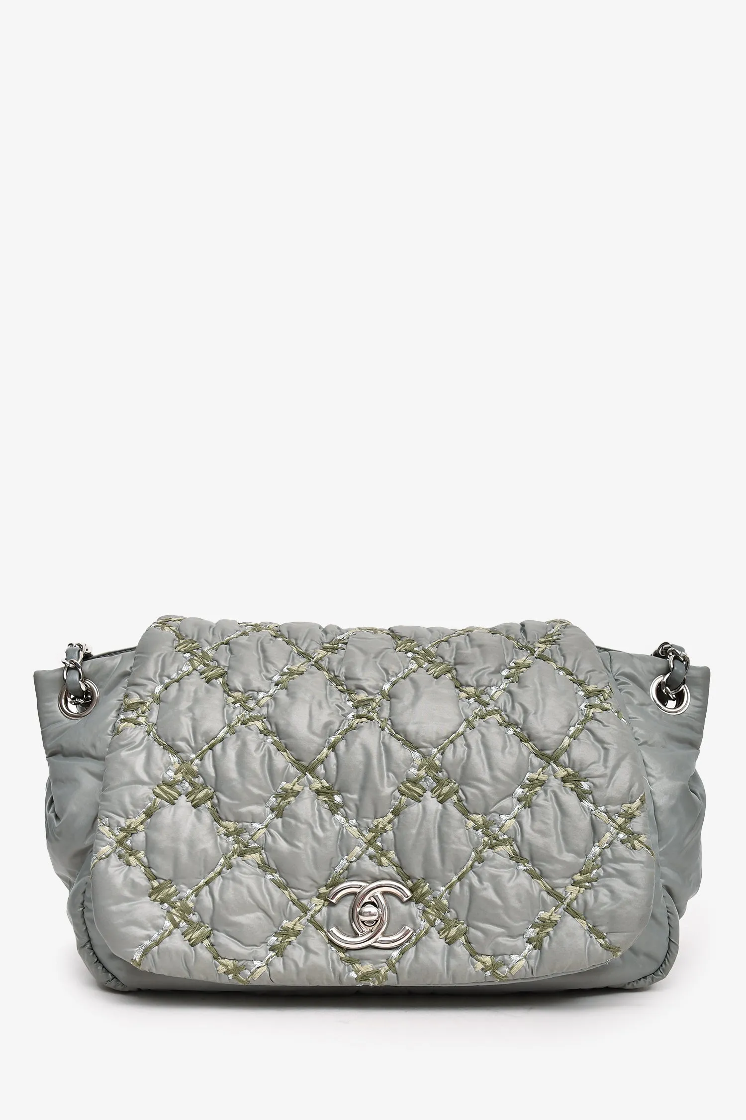 Chanel? 2011 Pale Green Nylon Paris-Byzance 'Tweed on Stitch' Bubble Flap Shoulder Bag