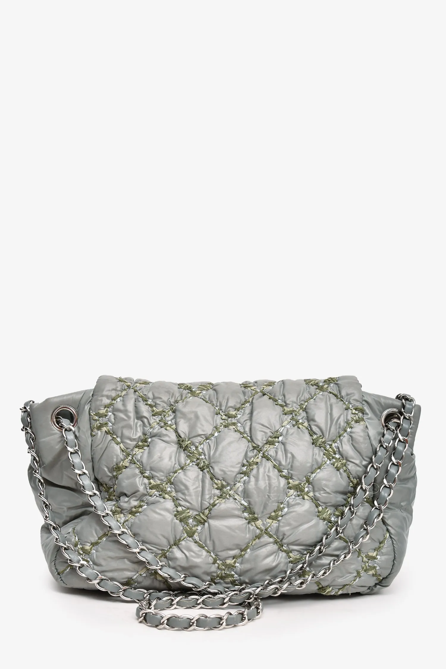 Chanel? 2011 Pale Green Nylon Paris-Byzance 'Tweed on Stitch' Bubble Flap Shoulder Bag