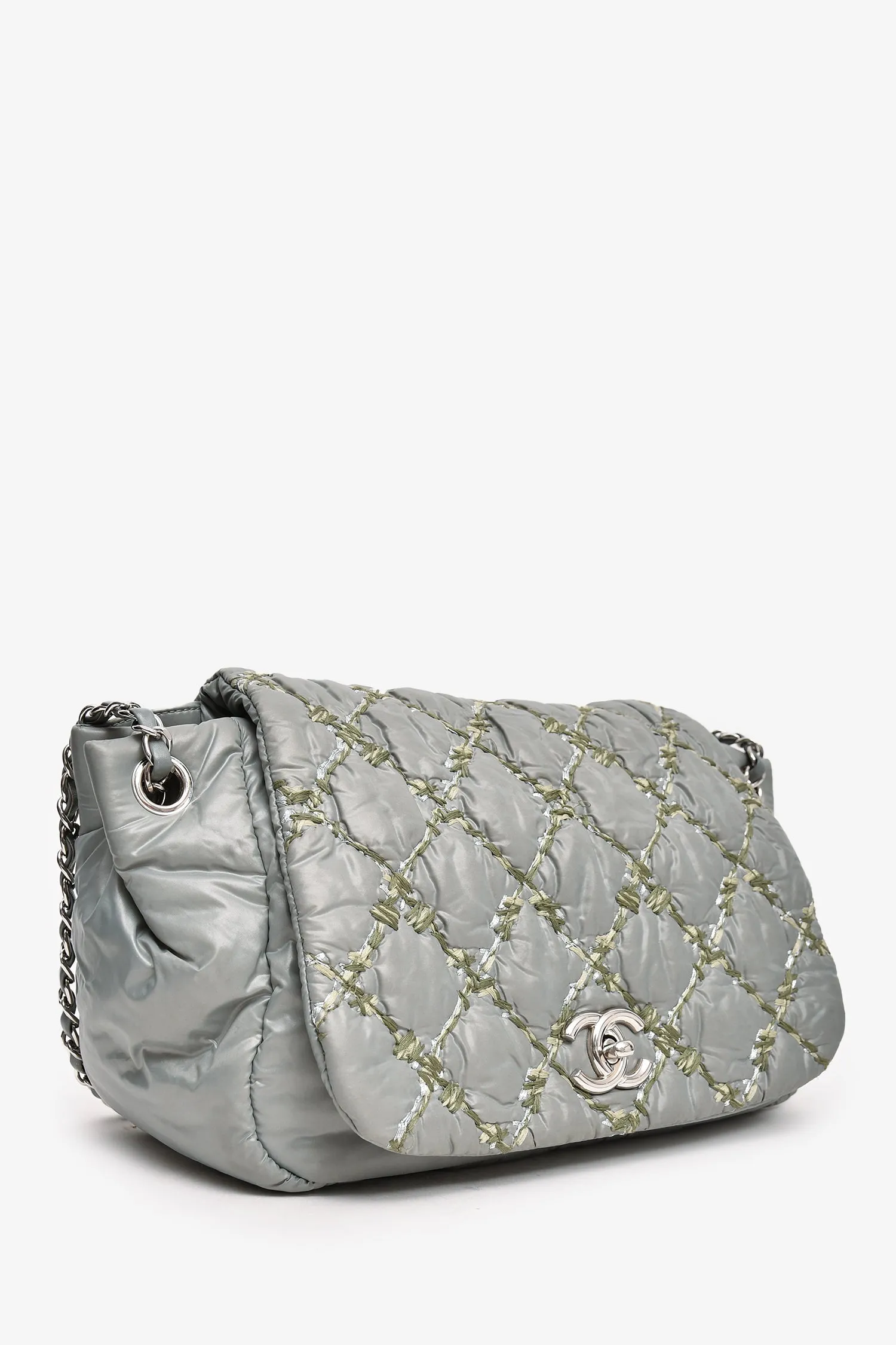 Chanel? 2011 Pale Green Nylon Paris-Byzance 'Tweed on Stitch' Bubble Flap Shoulder Bag