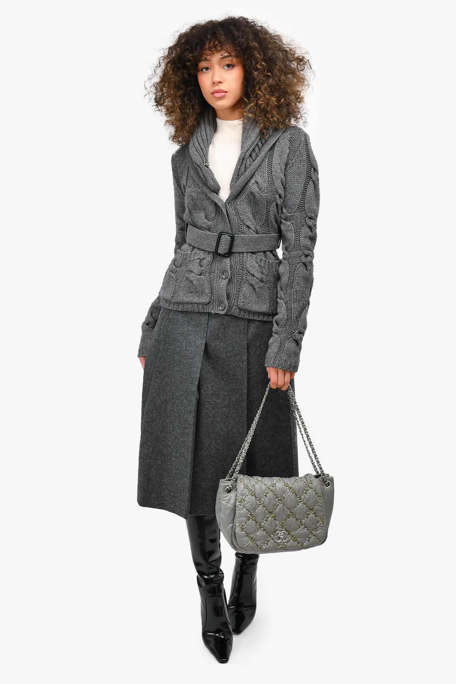 Chanel? 2011 Pale Green Nylon Paris-Byzance 'Tweed on Stitch' Bubble Flap Shoulder Bag
