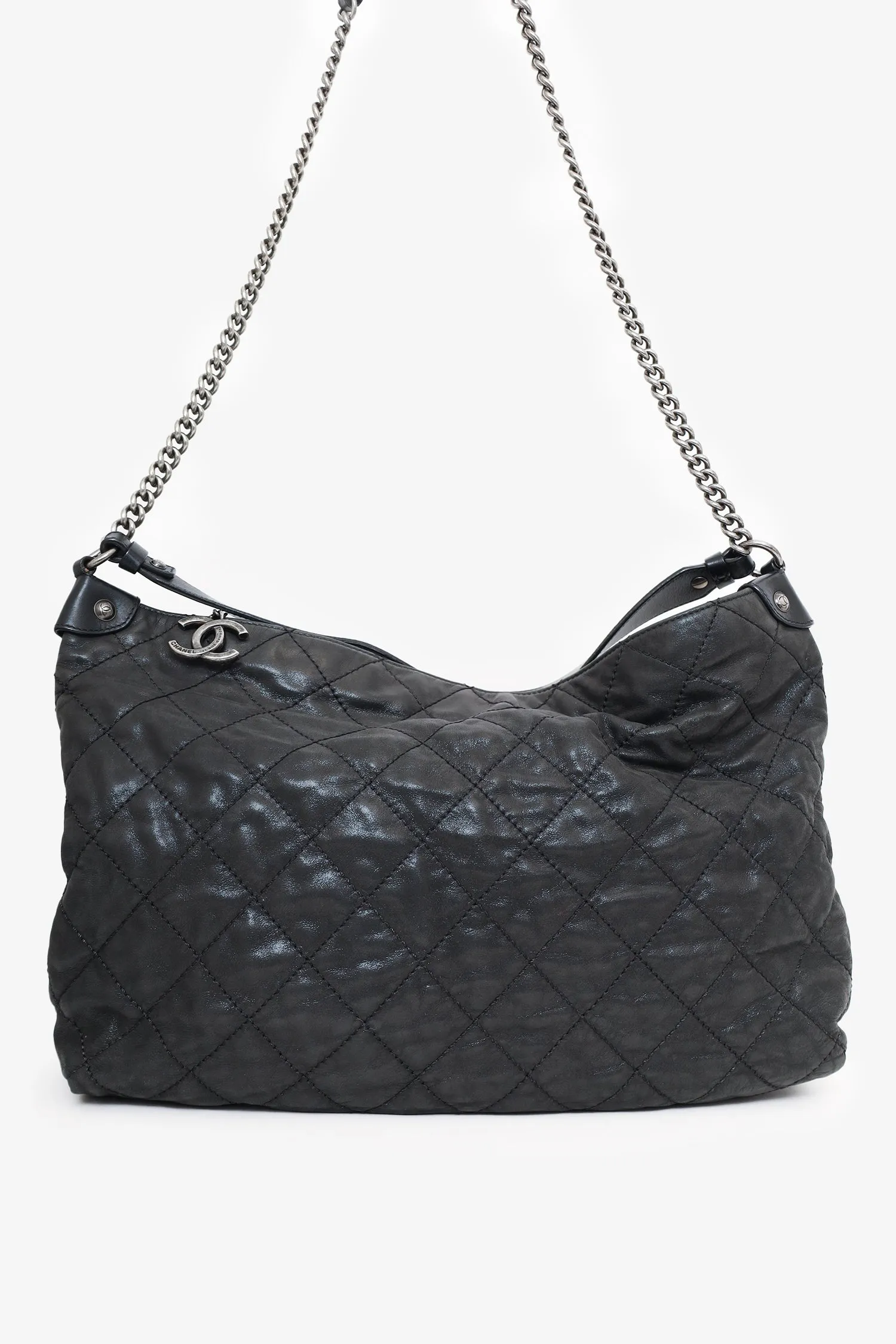 Chanel? 2012 Black Irridescent Leather Coco Daily Hobo Shoulder Bag