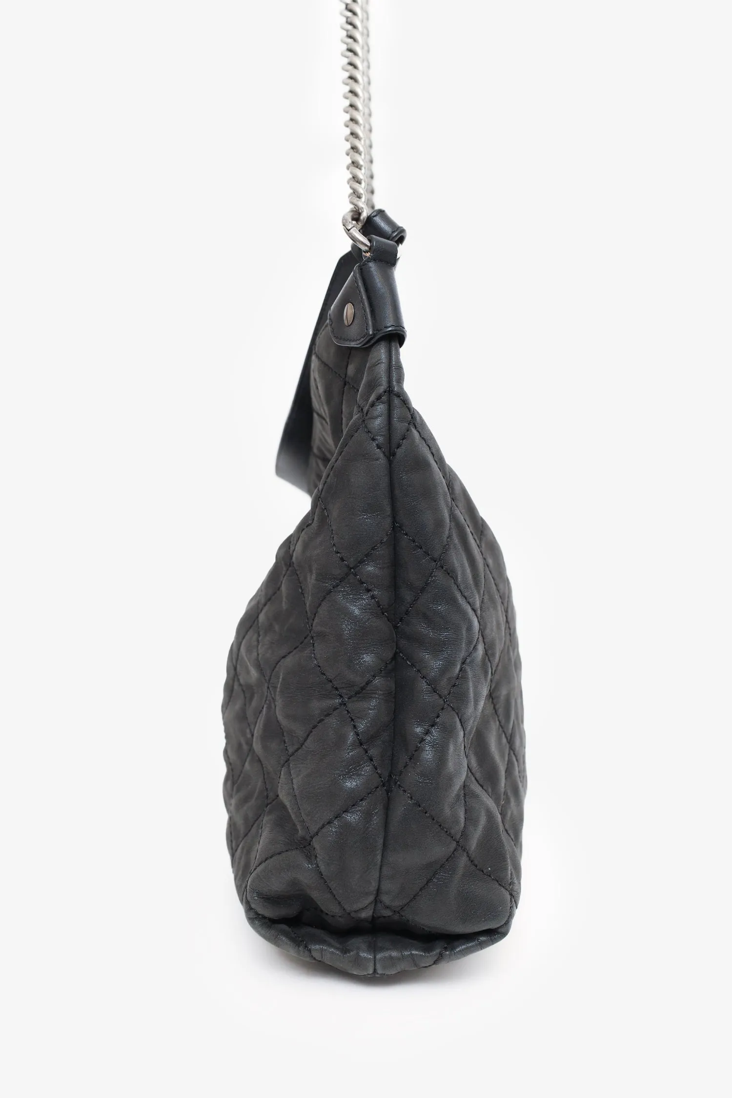 Chanel? 2012 Black Irridescent Leather Coco Daily Hobo Shoulder Bag