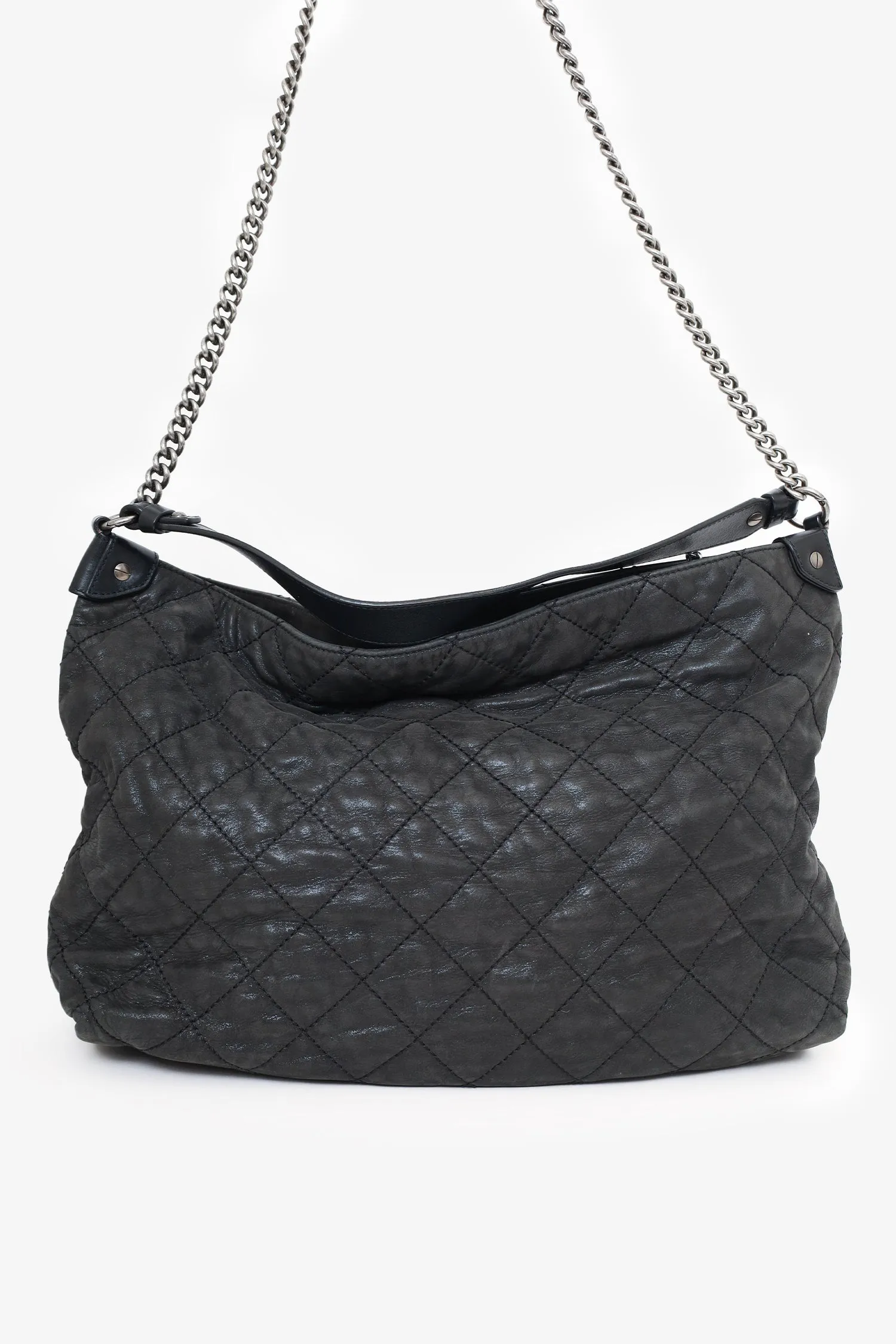 Chanel? 2012 Black Irridescent Leather Coco Daily Hobo Shoulder Bag