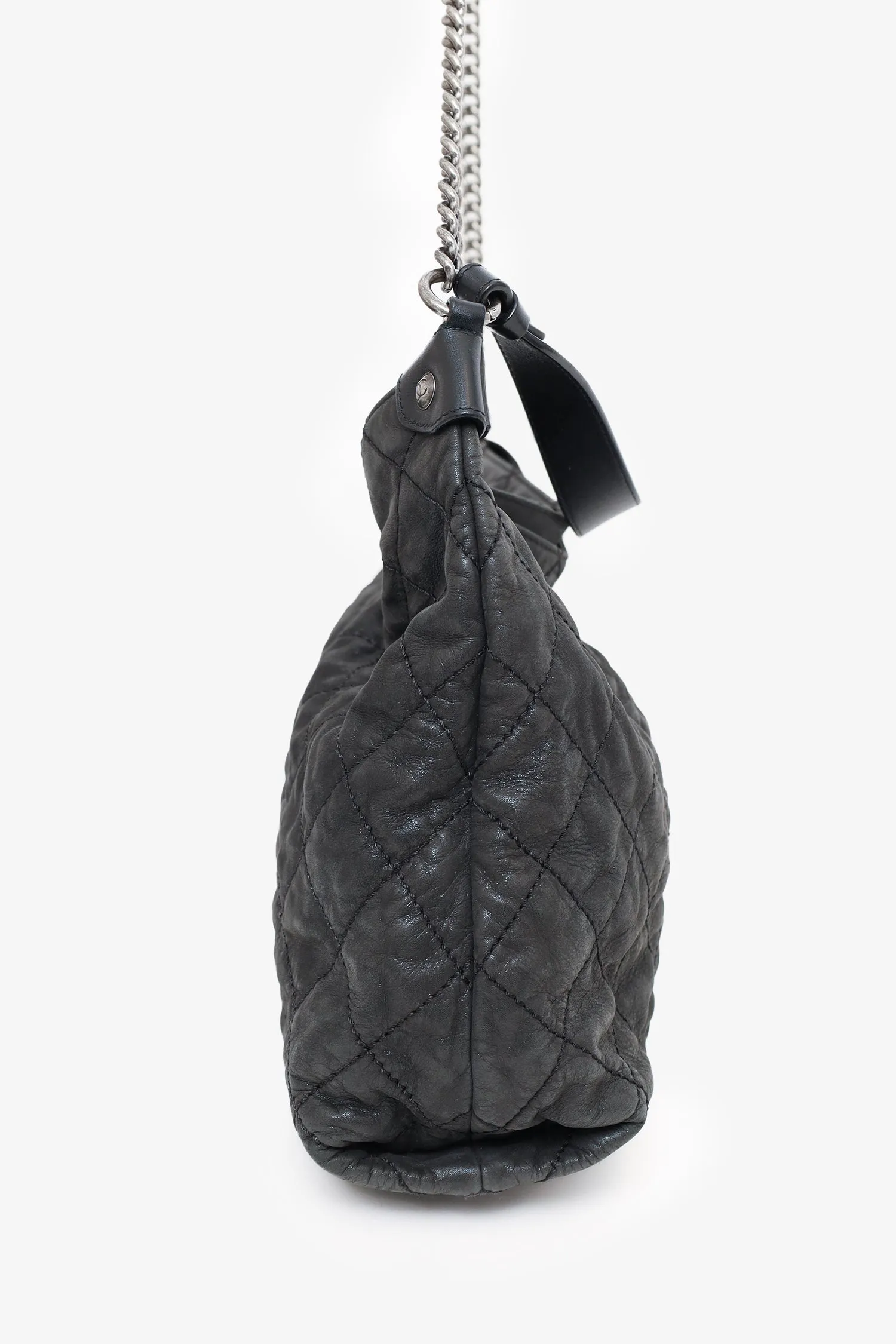 Chanel? 2012 Black Irridescent Leather Coco Daily Hobo Shoulder Bag