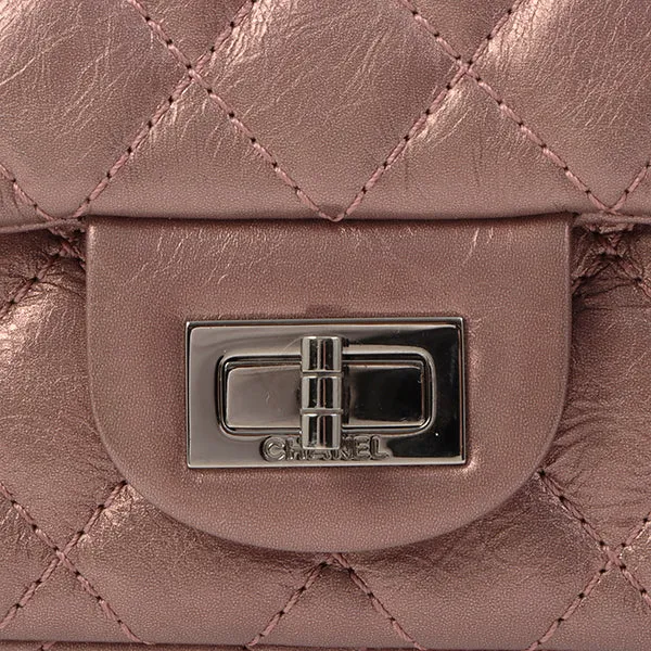 Chanel Around 2008 Made 2.55 Chain Shoulder Bag 23Cm Metallic Mauve Pink