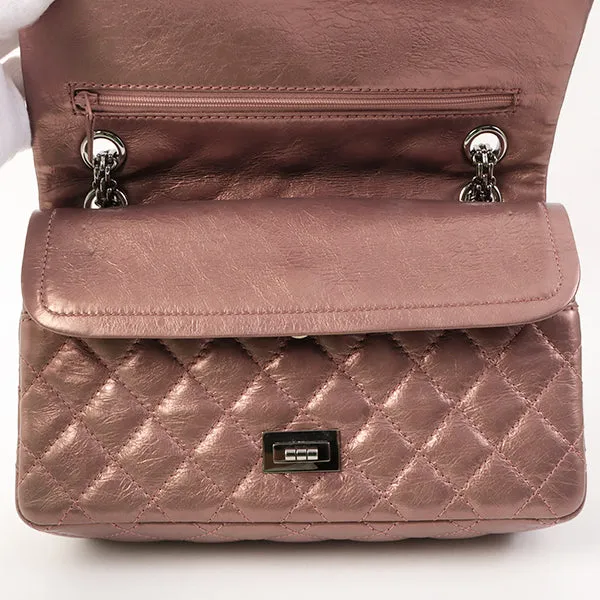 Chanel Around 2008 Made 2.55 Chain Shoulder Bag 23Cm Metallic Mauve Pink
