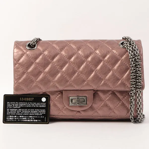 Chanel Around 2008 Made 2.55 Chain Shoulder Bag 23Cm Metallic Mauve Pink