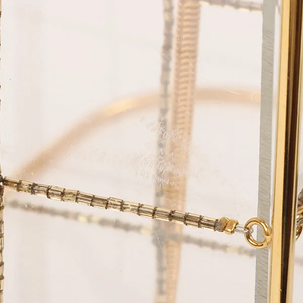 CHANEL Beads Chocolate Bar Logo Charm Chain Shoulder Bag Clear