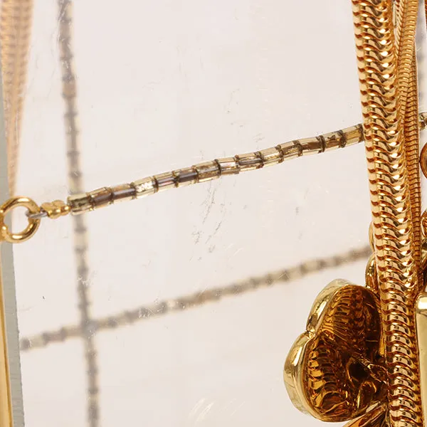CHANEL Beads Chocolate Bar Logo Charm Chain Shoulder Bag Clear