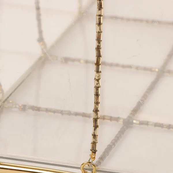 CHANEL Beads Chocolate Bar Logo Charm Chain Shoulder Bag Clear