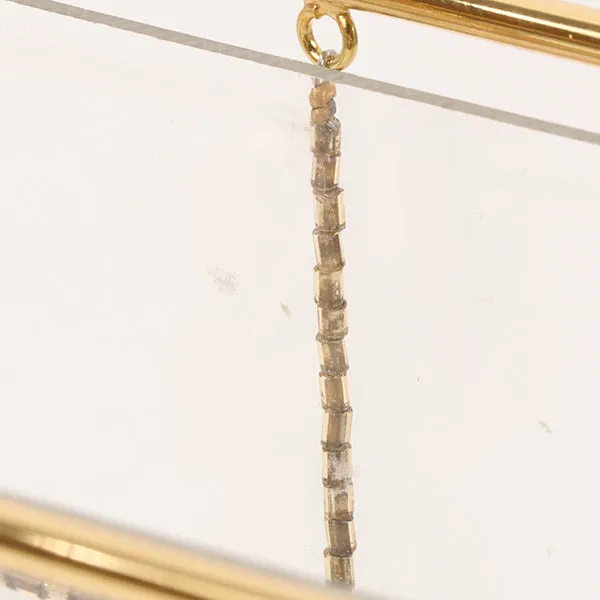 CHANEL Beads Chocolate Bar Logo Charm Chain Shoulder Bag Clear