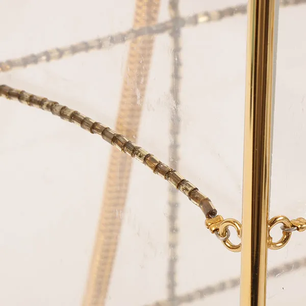 CHANEL Beads Chocolate Bar Logo Charm Chain Shoulder Bag Clear