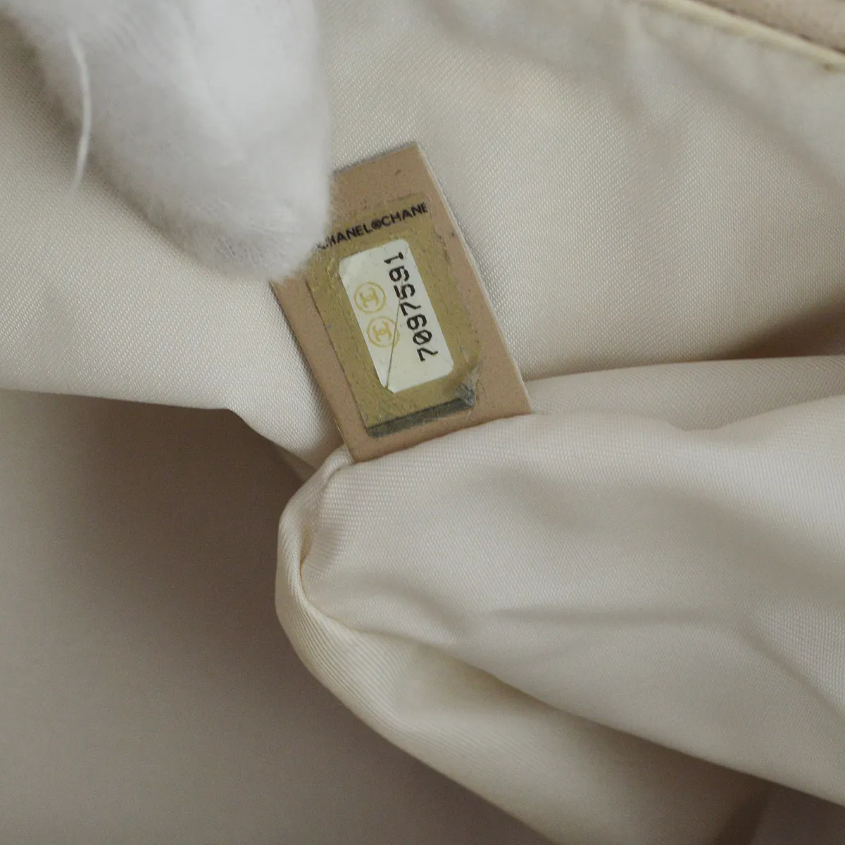 Chanel Beige Jacquard Nylon Travel Line Shoulder Bag