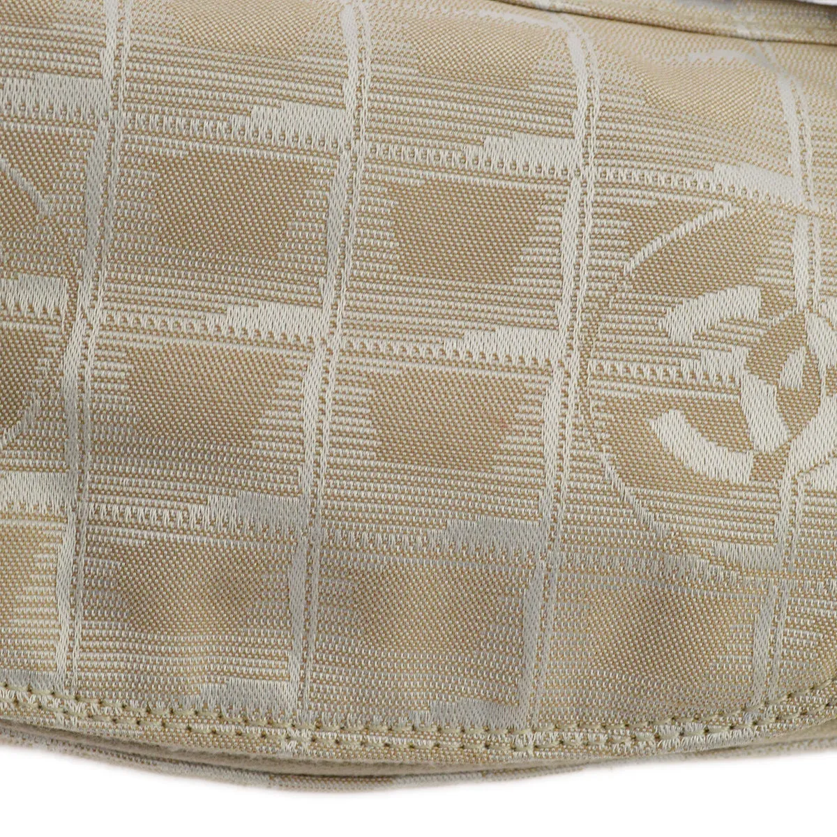 Chanel Beige Jacquard Nylon Travel Line Shoulder Bag