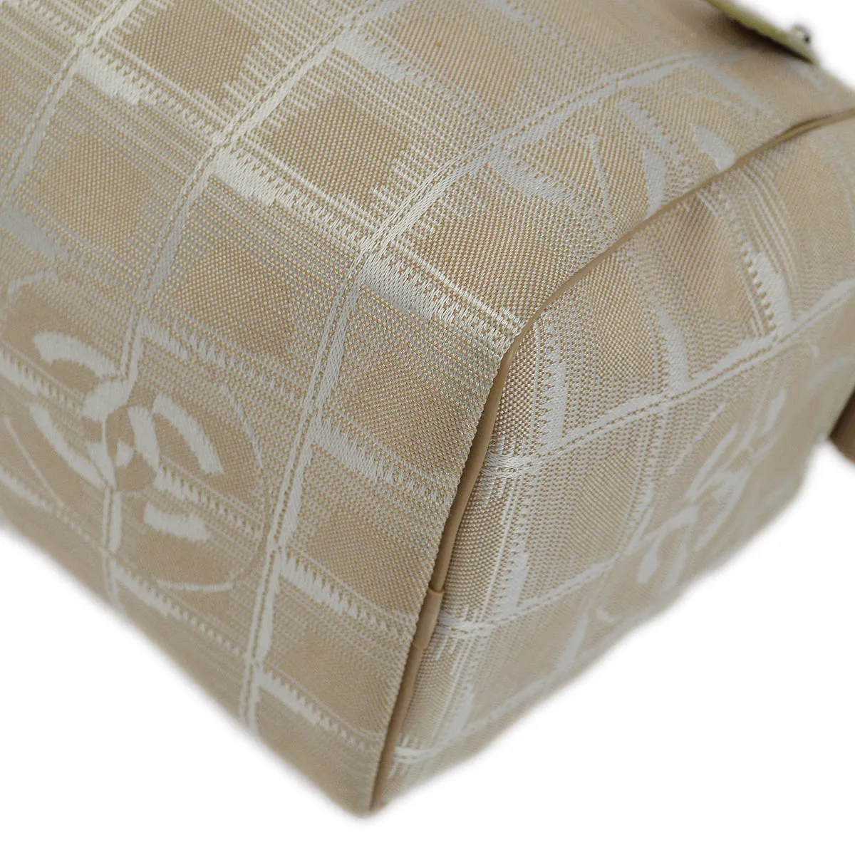 Chanel Beige Jacquard Nylon Travel Line Shoulder Bag