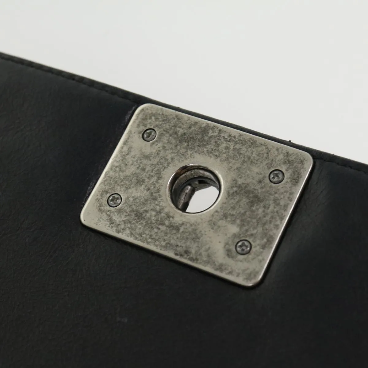 CHANEL Big Matelasse Boy  Chain Shoulder Bag Lamb Skin Black Auth 30943A