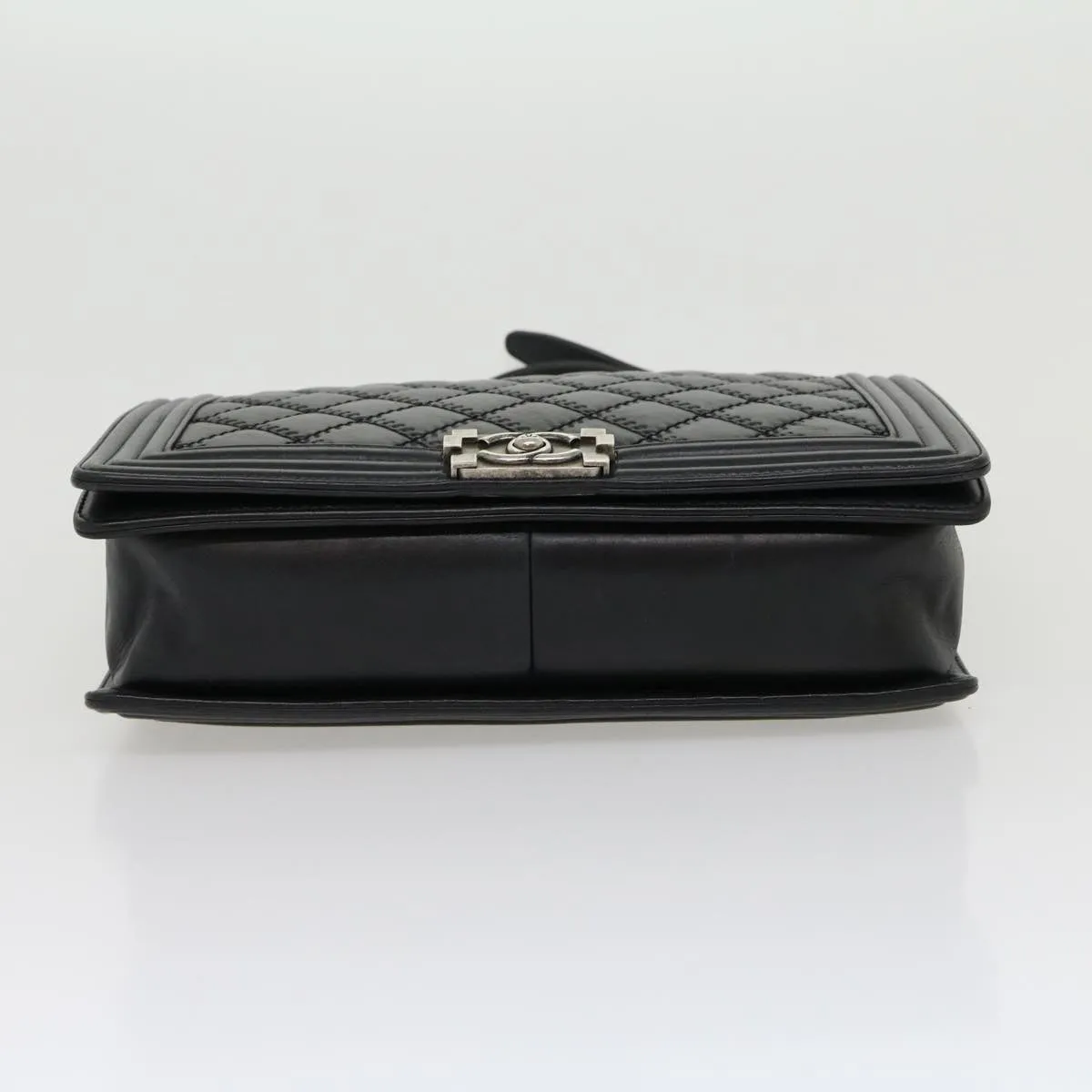 CHANEL Big Matelasse Boy  Chain Shoulder Bag Lamb Skin Black Auth 30943A
