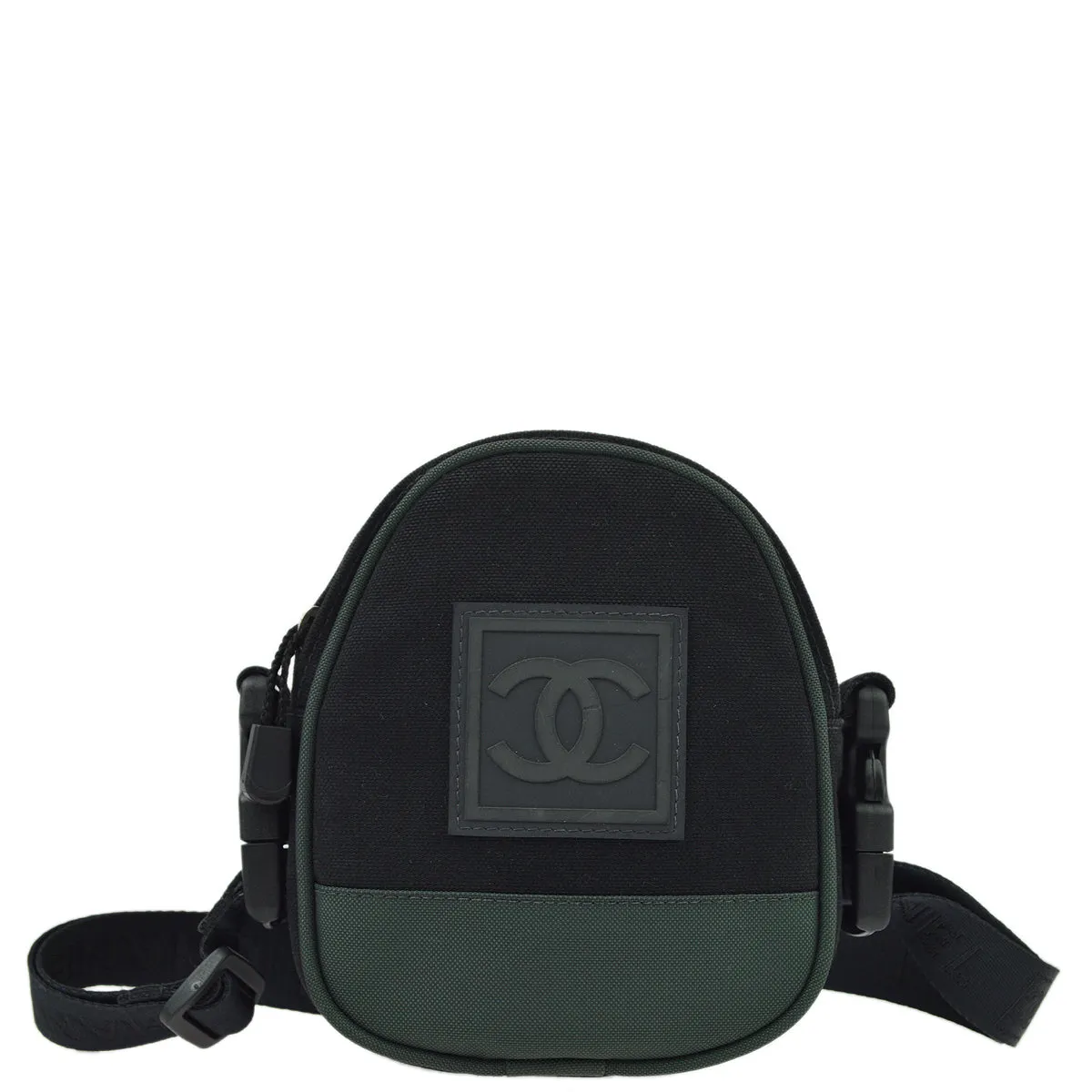 Chanel Black Green Sport Line Bum Shoulder Bag