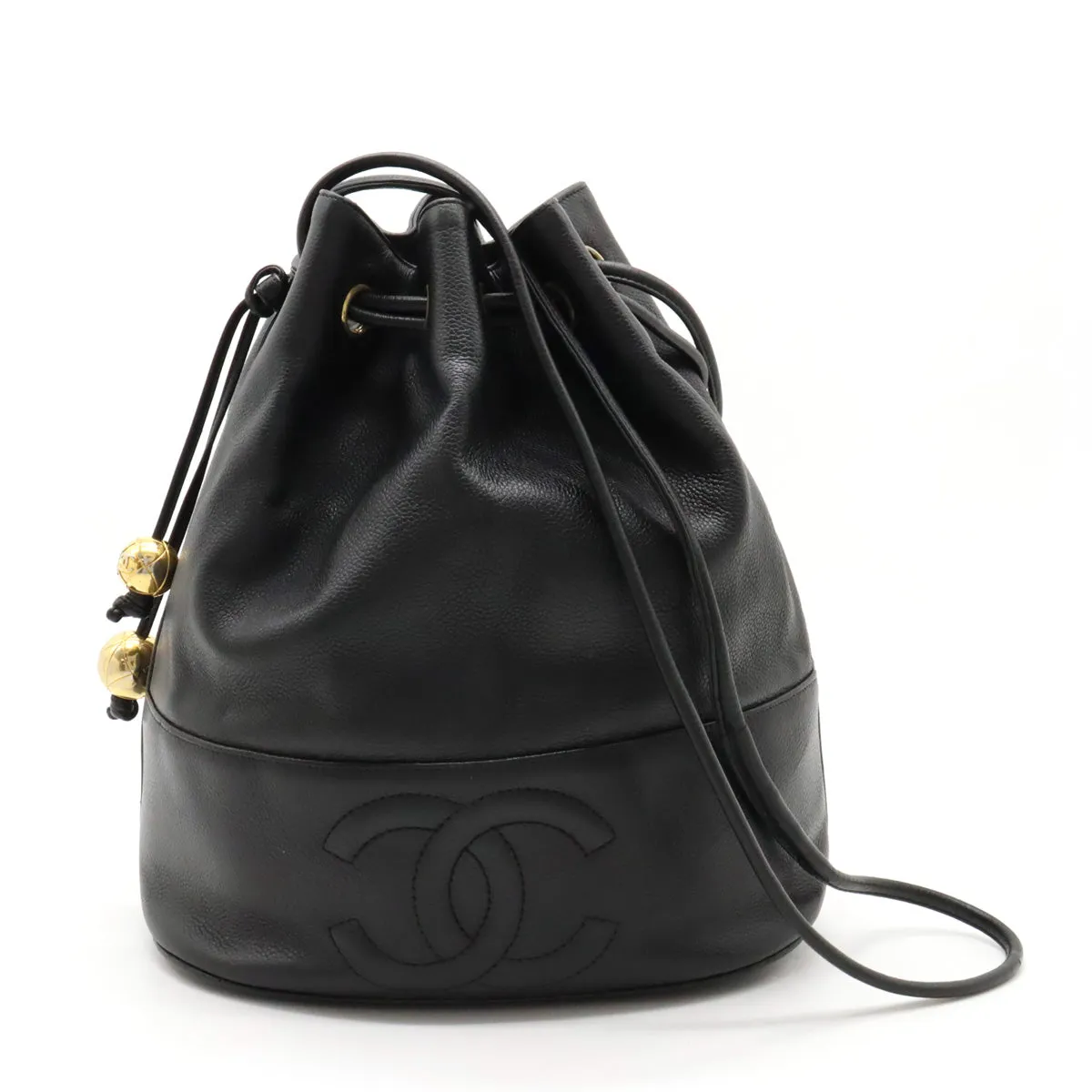 Chanel Black Lambskin Bucket Shoulder Bag
