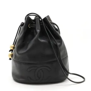 Chanel Black Lambskin Bucket Shoulder Bag