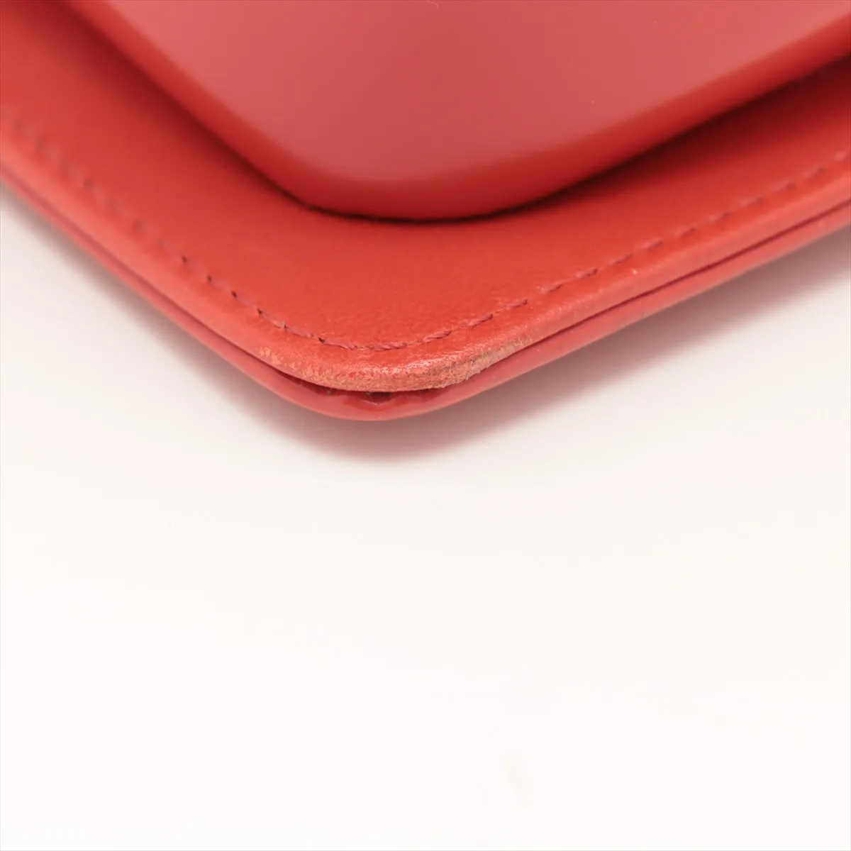 Chanel Boy Chanel Leather Chain Shoulder Bag Red Silver Gold