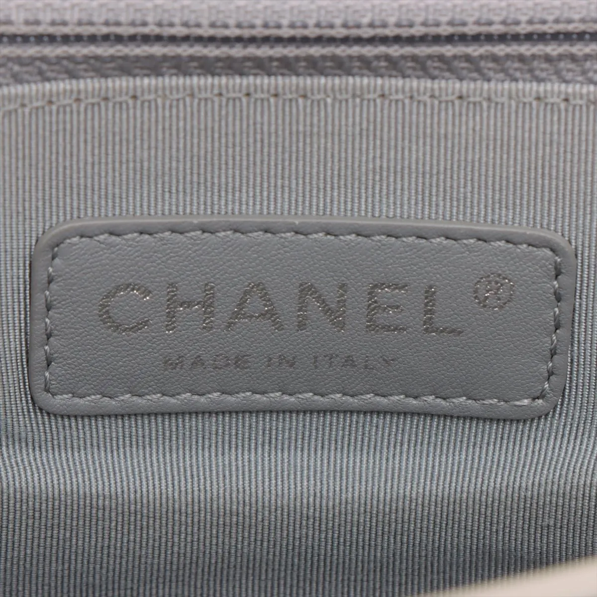 Chanel Boy Chanel Patent Leather Chain Shoulder Bag Pearl White Silver