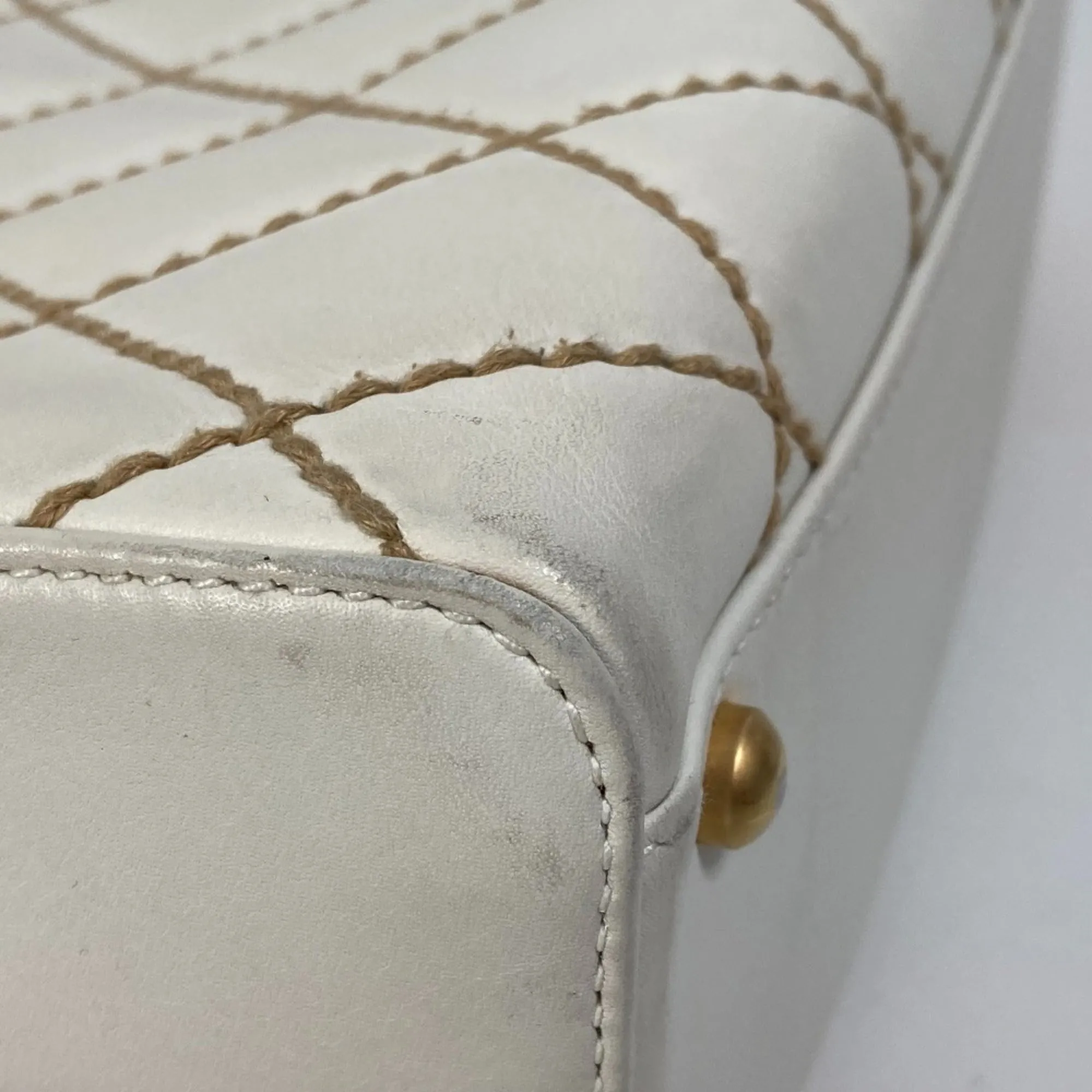 Chanel CC Mark bag Vintage Mini Duffle Bag Shoulder Bag Hand Bag White
