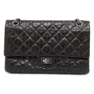 Chanel Chain Shoulder Bag 2.55 Matelasse Stripe Leather Large A37587 CHANEL Black