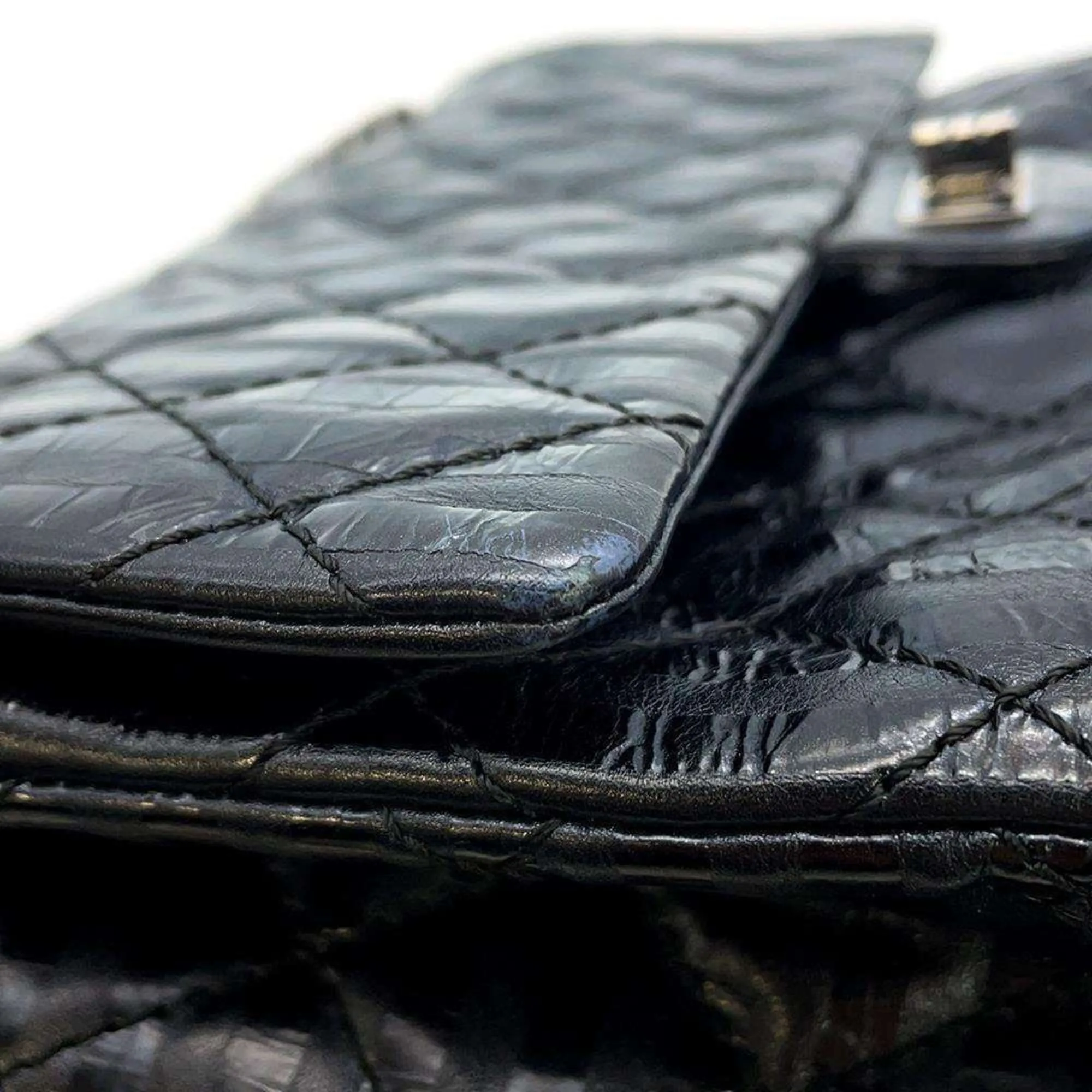 Chanel Chain Shoulder Bag 2.55 Matelasse Stripe Leather Large A37587 CHANEL Black