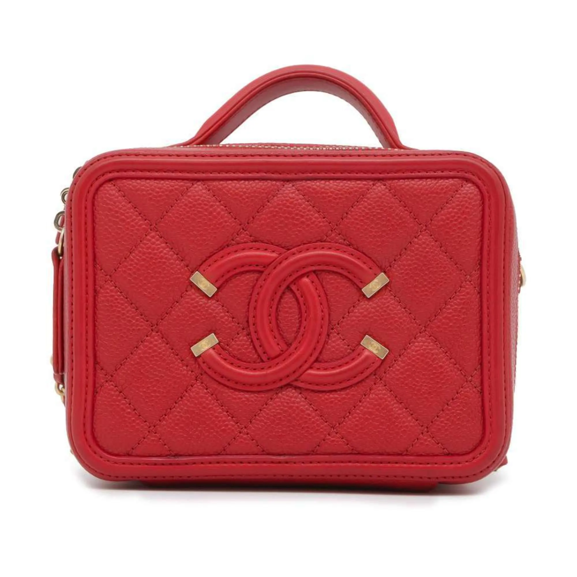 Chanel Chain Shoulder Bag CC Filigree Vanity Caviar Skin A93342 CHANEL