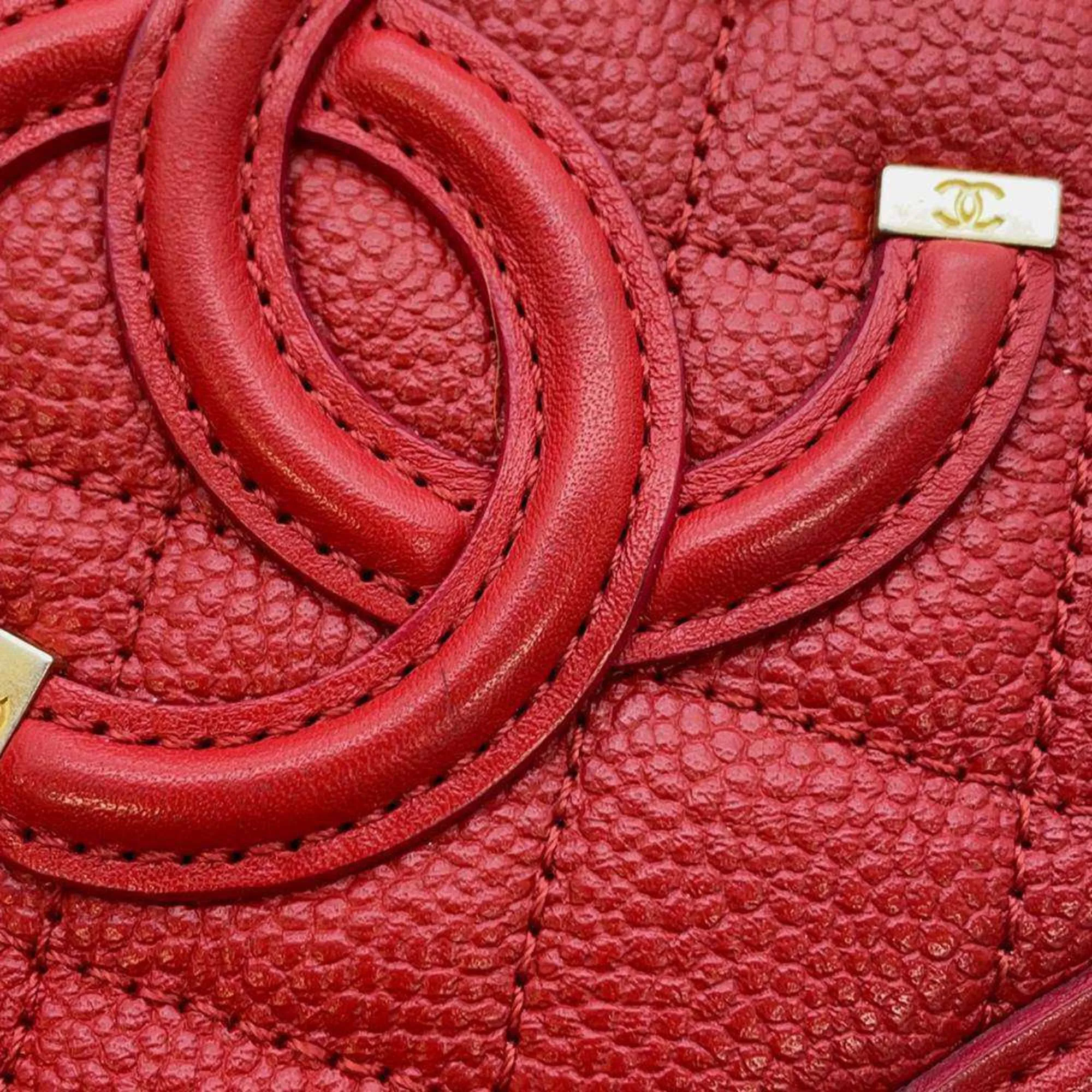 Chanel Chain Shoulder Bag CC Filigree Vanity Caviar Skin A93342 CHANEL