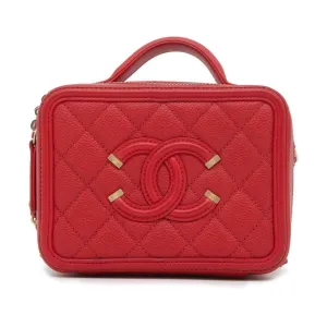Chanel Chain Shoulder Bag CC Filigree Vanity Caviar Skin A93342 CHANEL