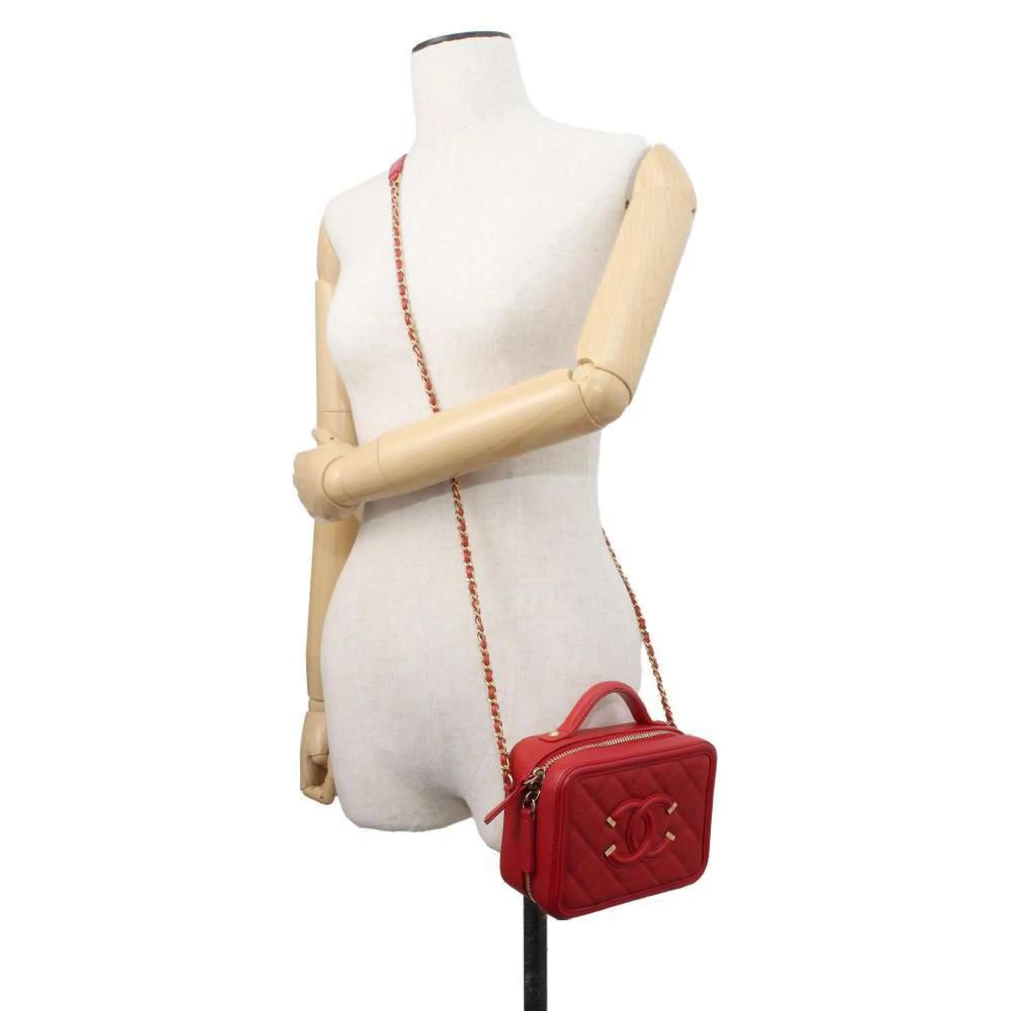 Chanel Chain Shoulder Bag CC Filigree Vanity Caviar Skin A93342 CHANEL