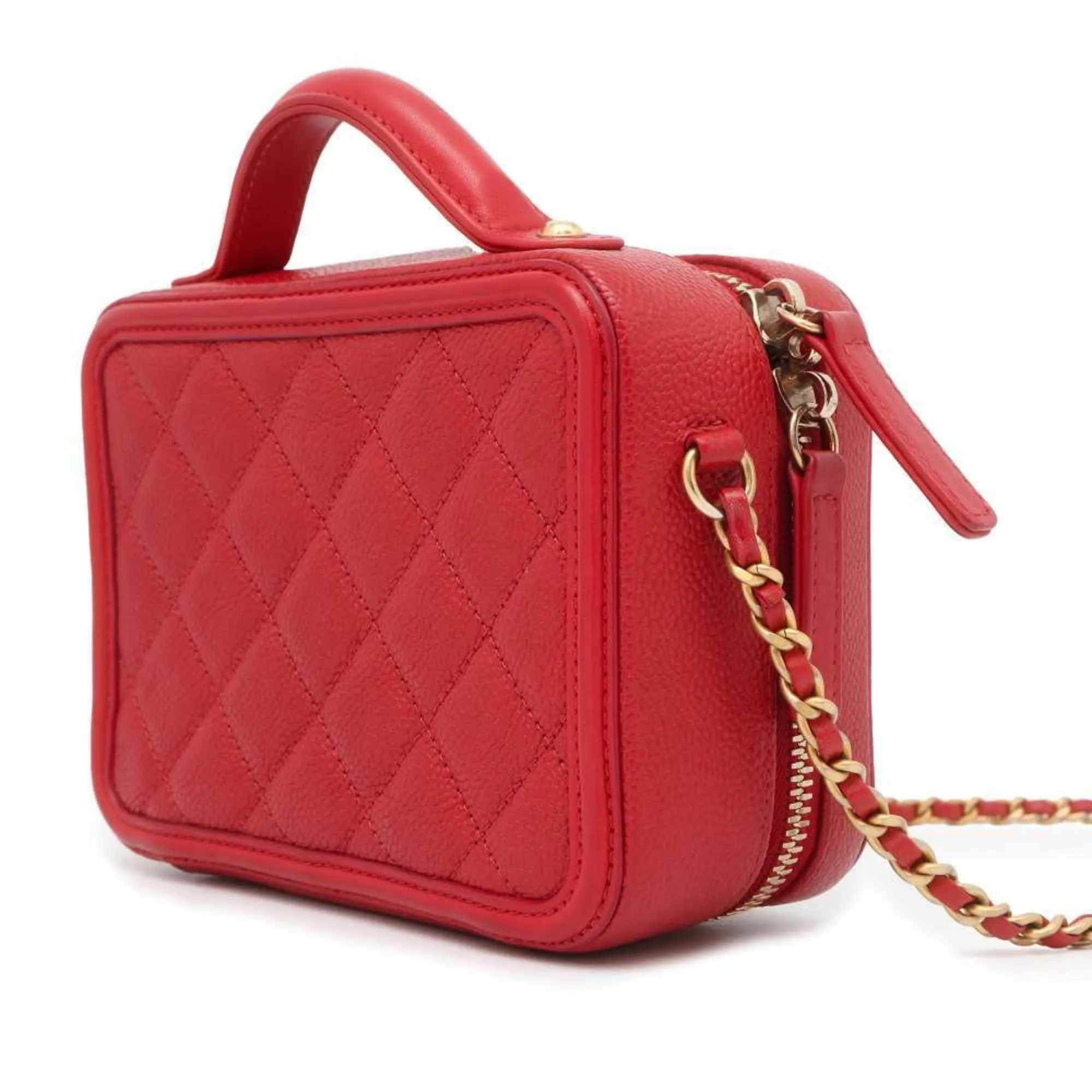Chanel Chain Shoulder Bag CC Filigree Vanity Caviar Skin A93342 CHANEL