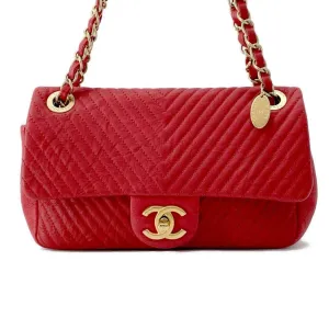 Chanel Chain Shoulder Bag Chevron V Stitch Coco Mark Leather CHANEL