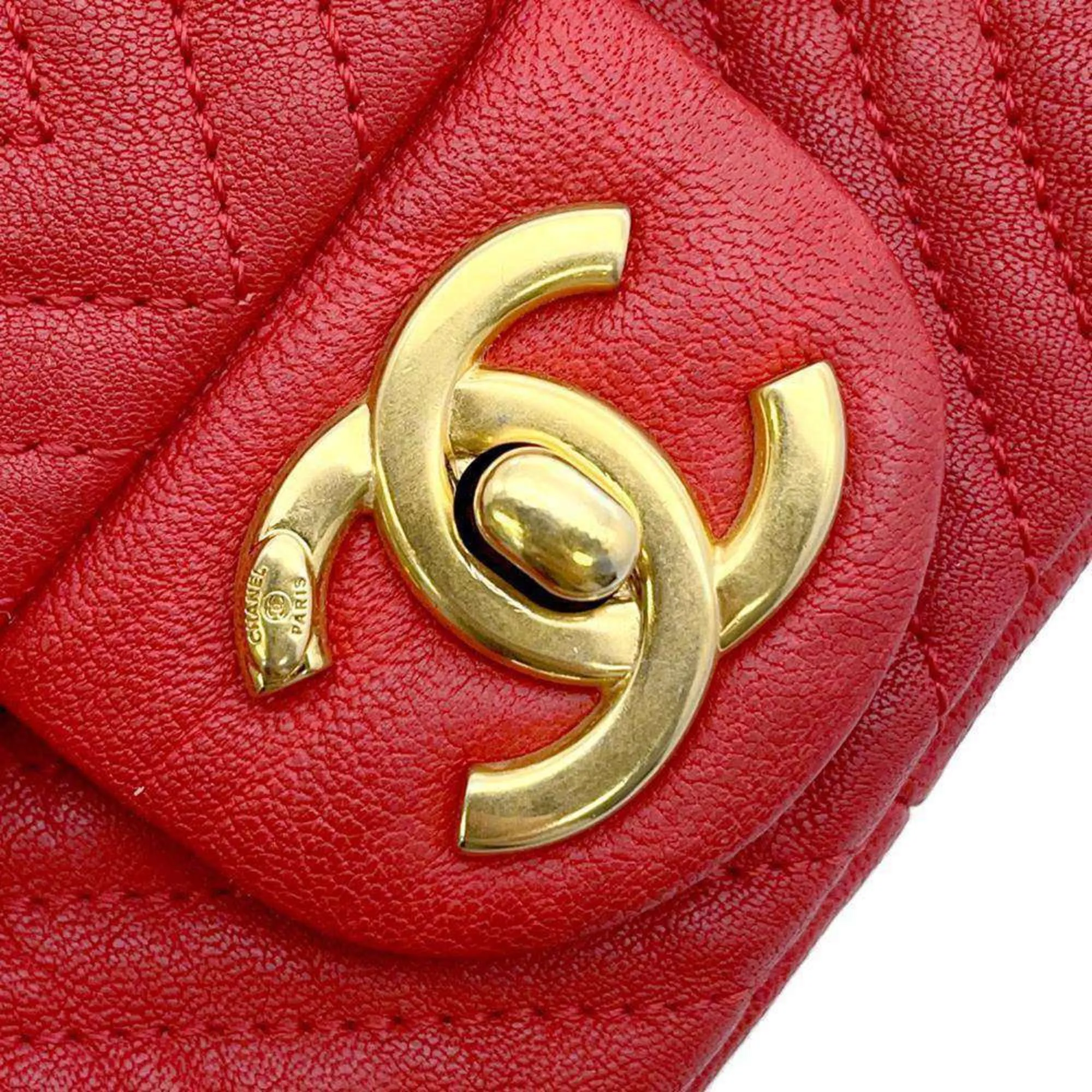 Chanel Chain Shoulder Bag Chevron V Stitch Coco Mark Leather CHANEL