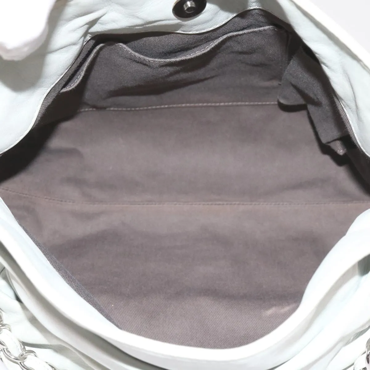CHANEL Chain Shoulder Bag Leather White CC Auth bs10195