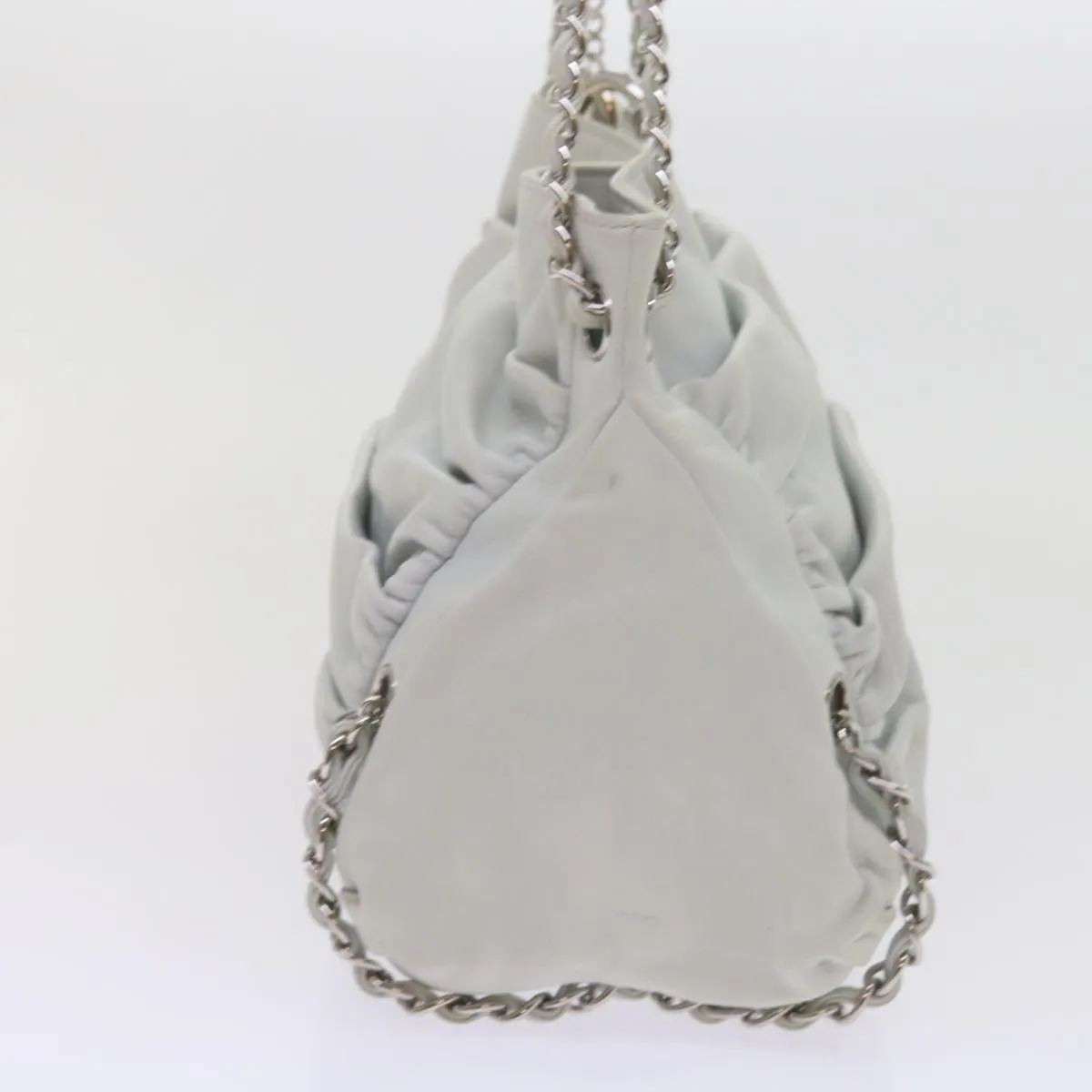 CHANEL Chain Shoulder Bag Leather White CC Auth bs10195