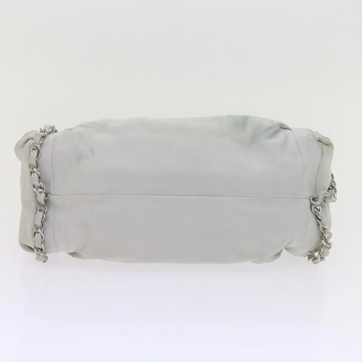 CHANEL Chain Shoulder Bag Leather White CC Auth bs10195