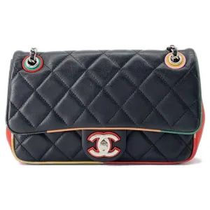 Chanel Chain Shoulder Bag Matelasse Coco Mark Lambskin A93691 CHANEL Black