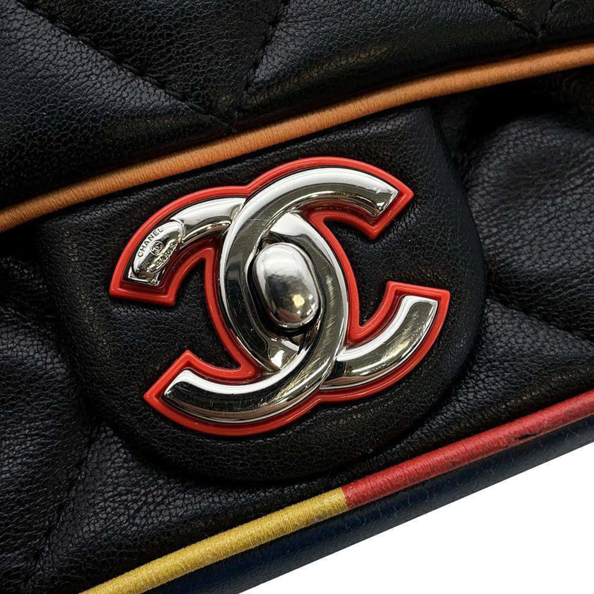 Chanel Chain Shoulder Bag Matelasse Coco Mark Lambskin A93691 CHANEL Black