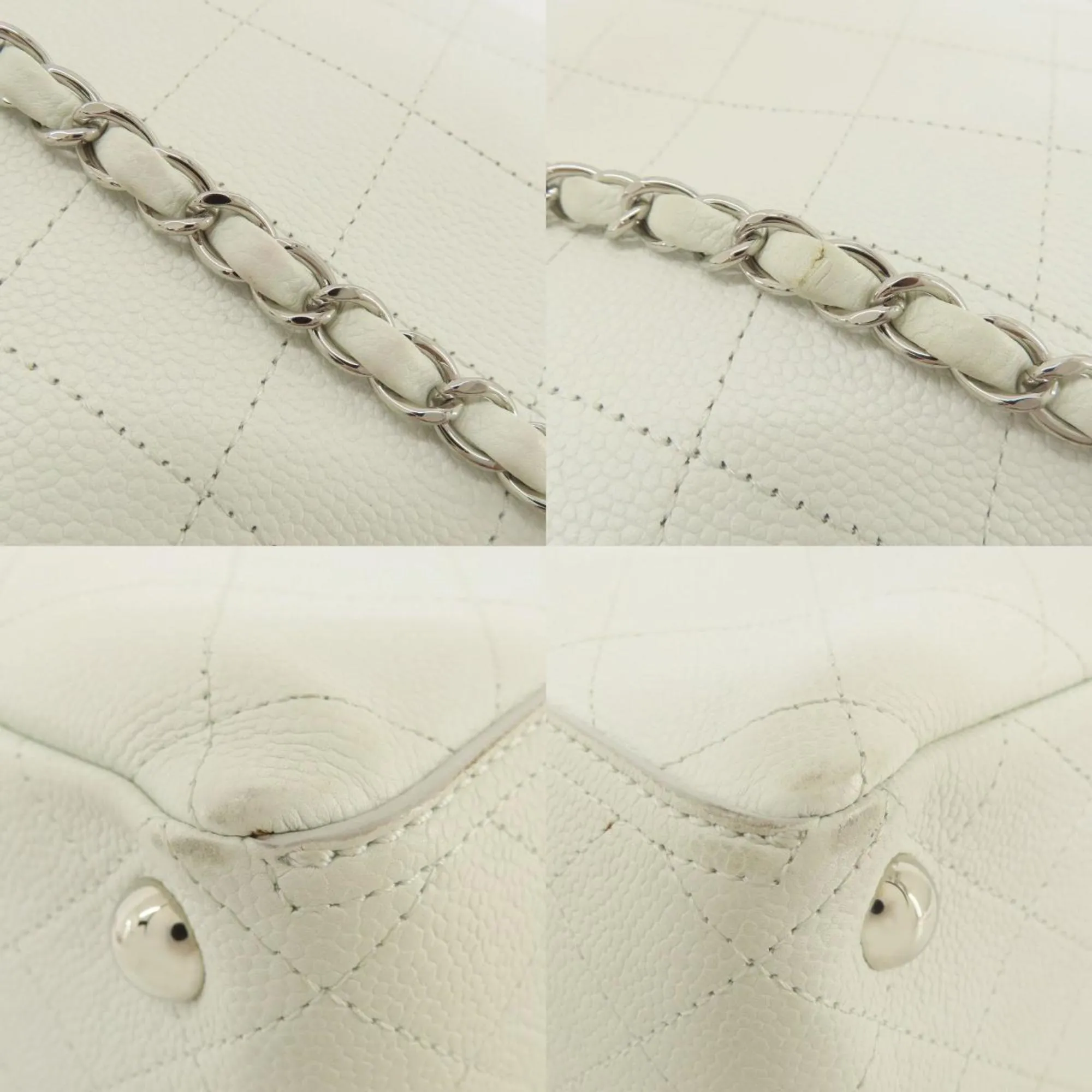Chanel Chain Shoulder Coco Mark Tote Bag Caviar Skin Women's