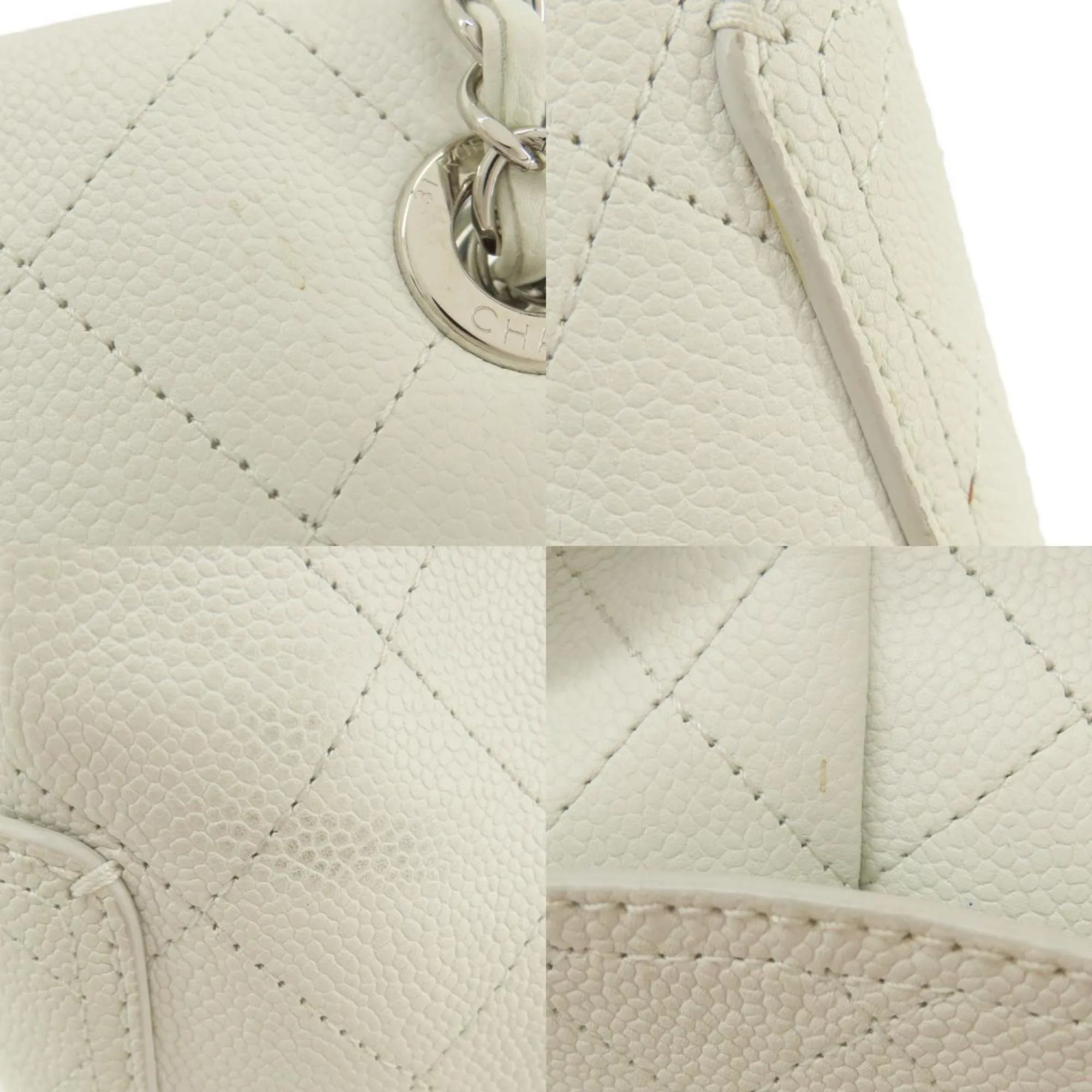 Chanel Chain Shoulder Coco Mark Tote Bag Caviar Skin Women's