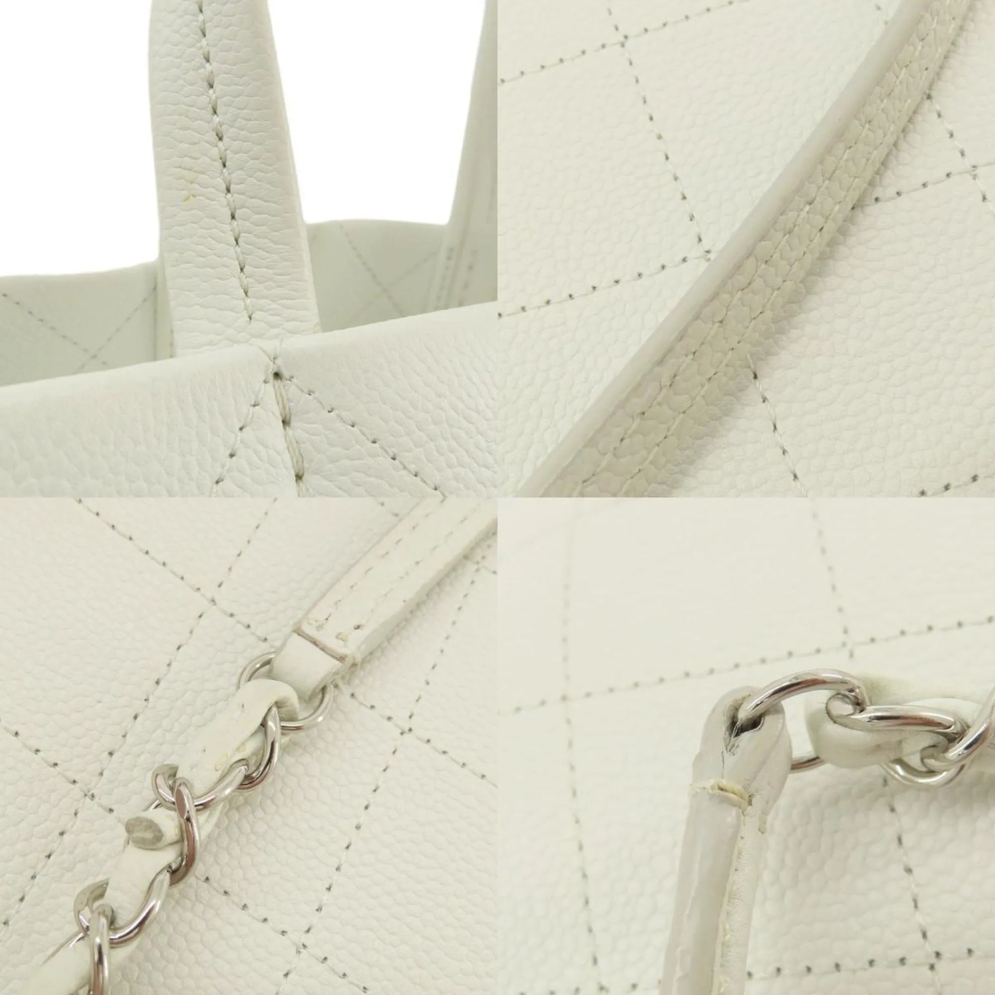 Chanel Chain Shoulder Coco Mark Tote Bag Caviar Skin Women's