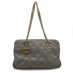 CHANEL ChainShoulder Gray leather